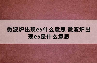 微波炉出现e5什么意思 微波炉出现e5是什么意思